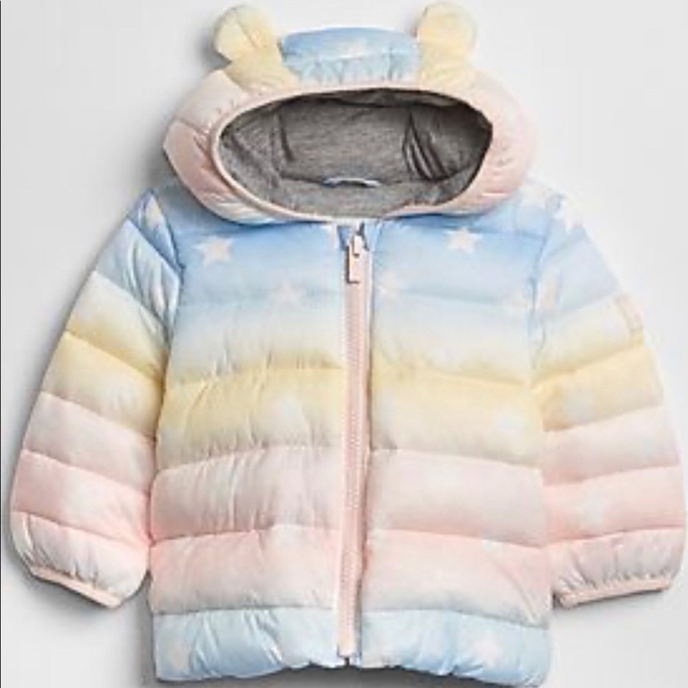 Baby Gap Rainbow & Star Puffer Jacker Size 12-18 months